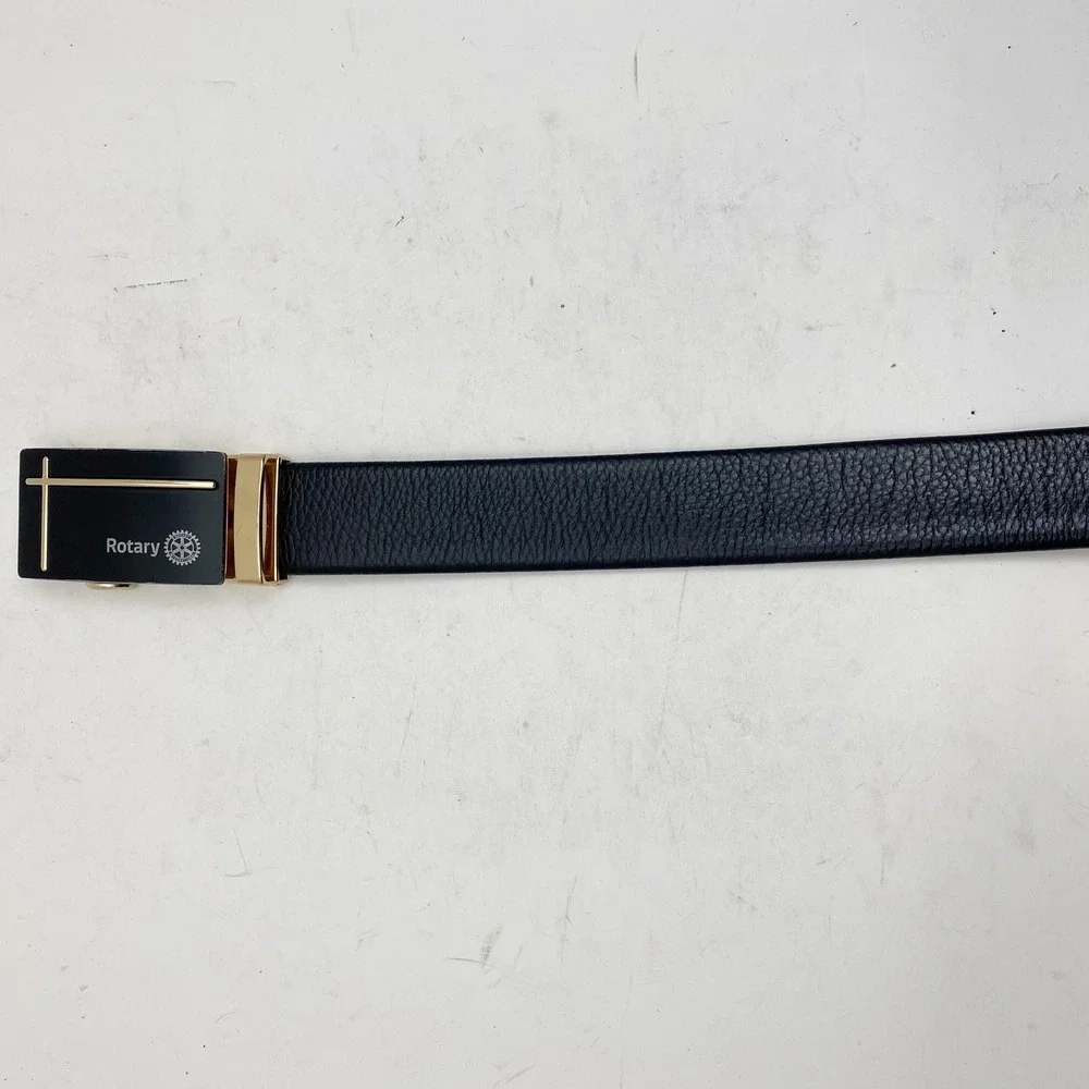 Rotary Mens Black Leather Ratchet Belt Gold Buckle Dress Casual Business Size 52